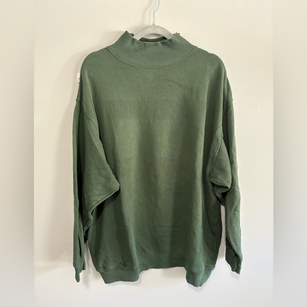 Aerie Mock Neck Oversized Green Sweatshirt